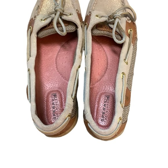 SPERRY Topsiders Tan & Gold Slip On Comfort Everyday Walking Shoe-Size 7.5 - Picture 8 of 14